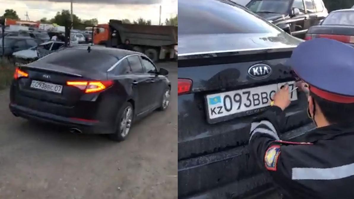 Полицейского на автомобиле с подложными номерами задержали в Уральске