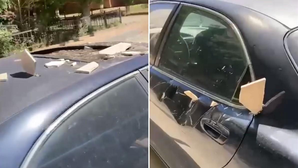Mazda Xedos попала под обстрел облицовочной плиткой в столице