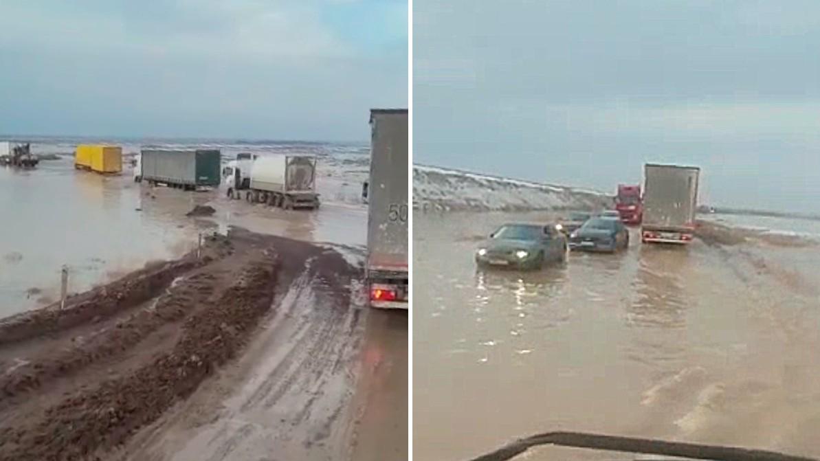 Участок трассы Екатеринбург – Алматы затопило. Машины пускают в объезд